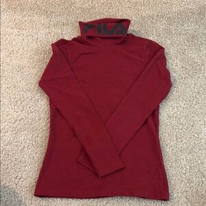 FILA Maroon Turtleneck Long Sleeve Top XS